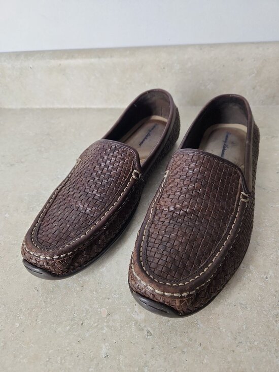 Tommy Bahama Orson Woven Leather shoes Loafers dark brown men\'s 12 D wide main image 7